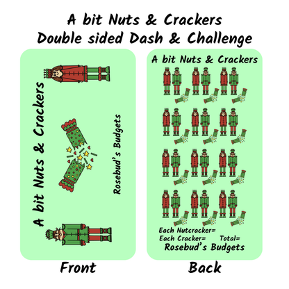 Double-sided card with Nutcracker illustrations and text on a light green background
